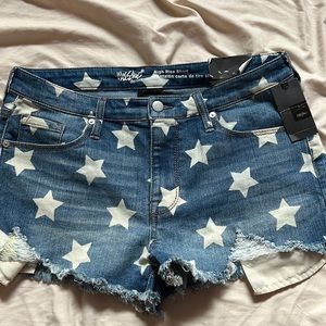 massimo denim high rise star shorts, size 12